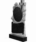 Памятник вертикальный с зеркалом, цветами и крестом
