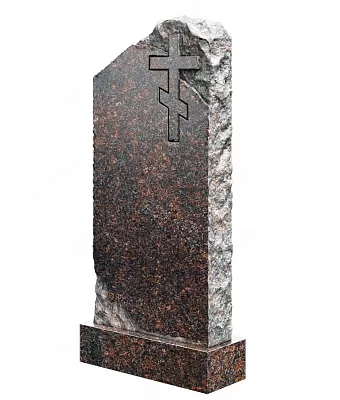 Памятник из колотого камня с крестом